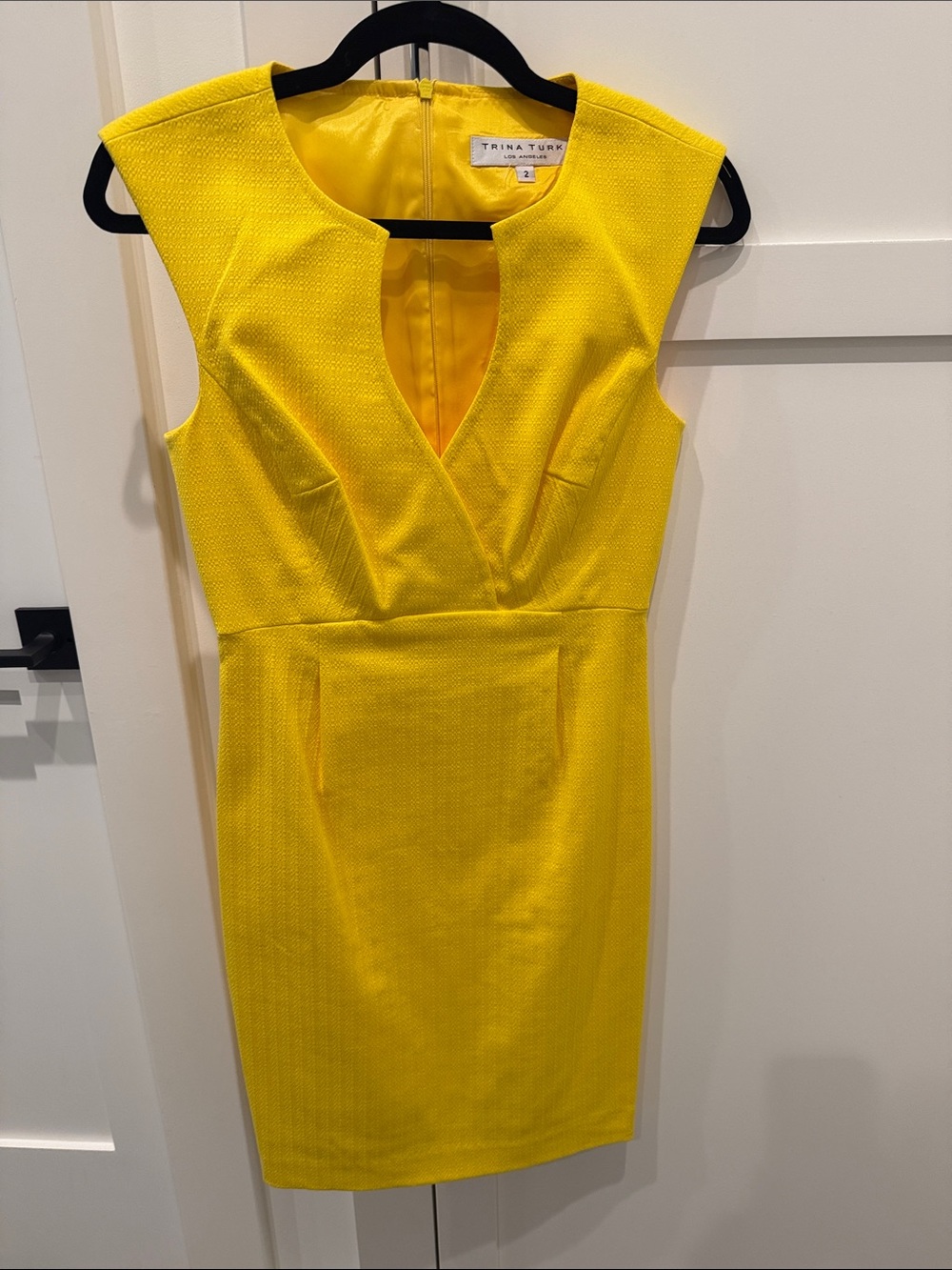 Trina Turk Bright Yellow V-Neck Sleeveless Sheath Dress